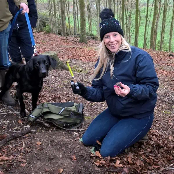 Happy guest truffle hunting with The English Truffle Company - truffle hunting experience day gift vouchers