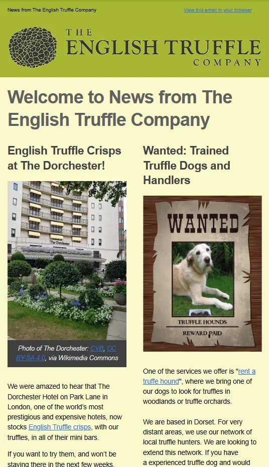 The English Truffle Company Newsletter  e-News
