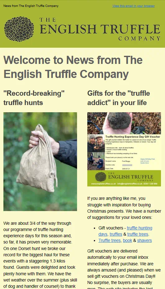 The English Truffle Company Newsletter